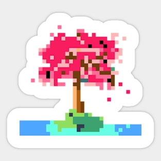 Pixel Tree orange Sticker